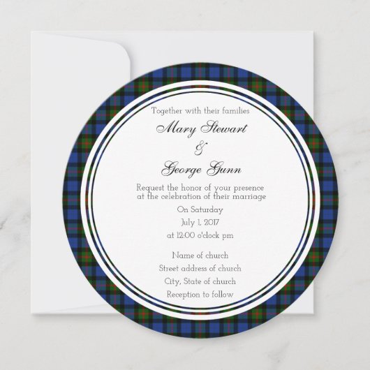 Gunn Scottish Wedding Round Uitnodiging (Voorkant)