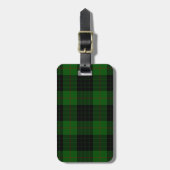 Gunn tartan green black plaid bagagelabel (Voorkant verticaal)