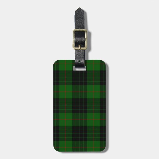 Gunn tartan green black plaid bagagelabel (Voorkant verticaal)