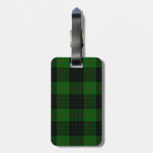 Gunn tartan green black plaid bagagelabel (Achterkant verticaal)