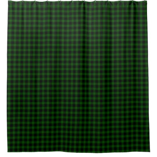 Gunn tartan green black plaid douchegordijn (Voorkant)