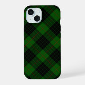 Gunn tartan green black plaid iPhone 15 case (Achterkant)