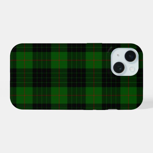 Gunn tartan green black plaid iPhone 15 case (Achterkant horizontaal)