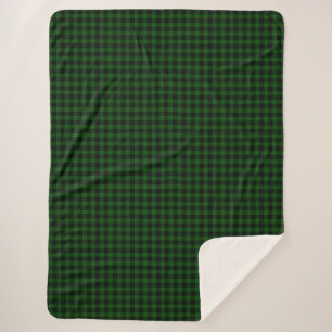 Gunn tartan green black plaid sherpa deken
