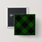 Gunn tartan green black plaid vierkante button 5,1 cm (Voorkant /achterkant)
