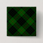 Gunn tartan green black plaid vierkante button 5,1 cm (Voorkant)