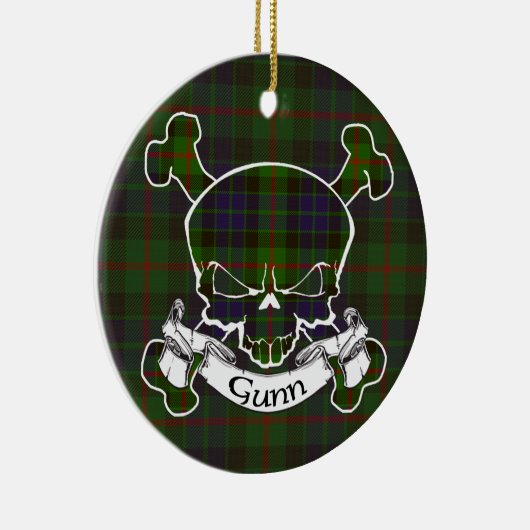 Gunn Tartan Skull Keramisch Ornament (Rechts)