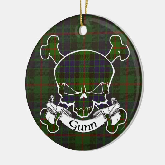 Gunn Tartan Skull Keramisch Ornament (Links)