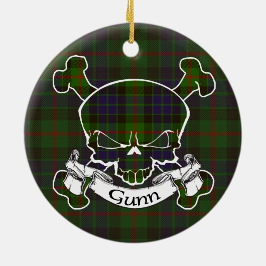 Gunn Tartan Skull Keramisch Ornament (Achterkant)