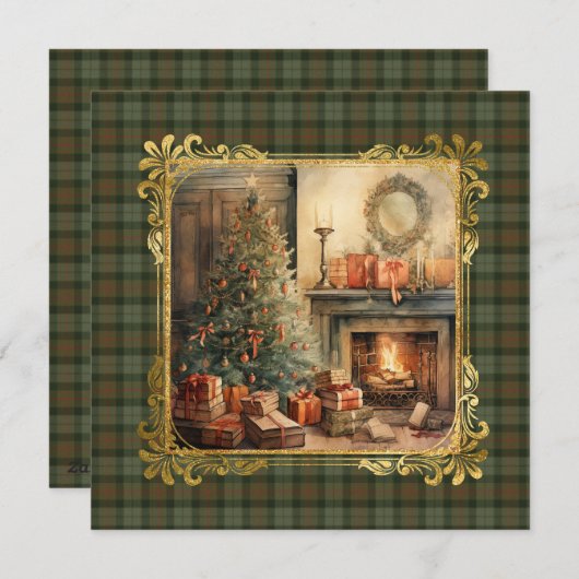 Gunn Weathered Scottish Tartan Christmas Feestdagenkaart (Voorkant / Achterkant)