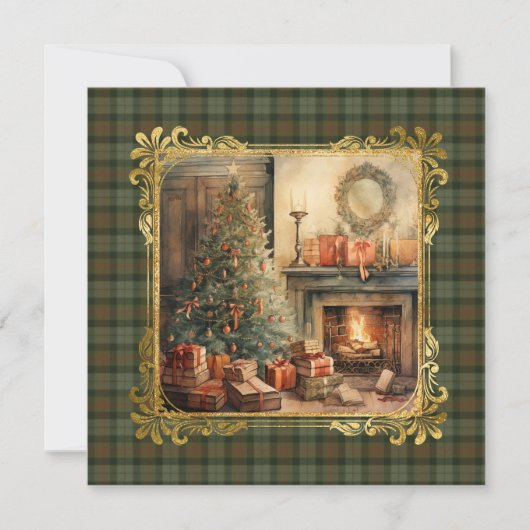 Gunn Weathered Scottish Tartan Christmas Feestdagenkaart (Voorkant)