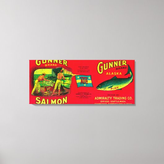 Gunner Salmon Can LabelGambier Bay, AK Canvas Afdruk (Voorkant)