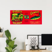 Gunner Salmon Can LabelGambier Bay, AK Poster (Thuiskantoor)