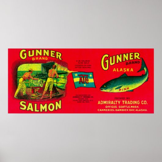 Gunner Salmon Can LabelGambier Bay, AK Poster (Voorkant)