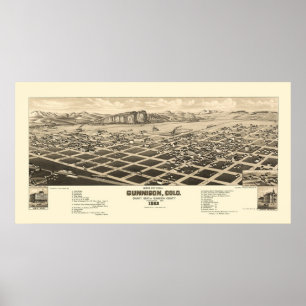 Gunnison, CO Panoramic Map - 1882 Poster