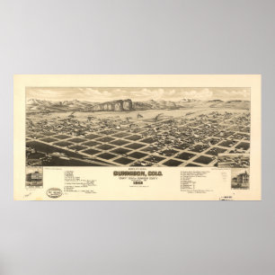 Gunnison Colorado 1882 Panorama Poster