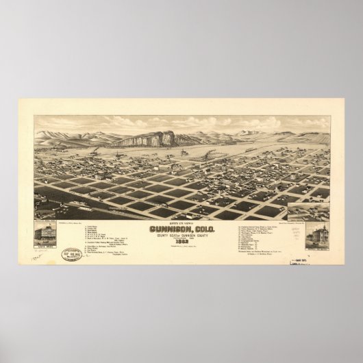Gunnison Colorado 1882 Panorama Poster (Voorkant)