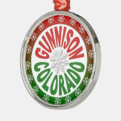 Gunnison Colorado red green snowflake ornament (Links)