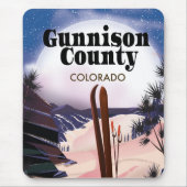 Gunnison county Ski reisposter. Muismat (Voorkant)