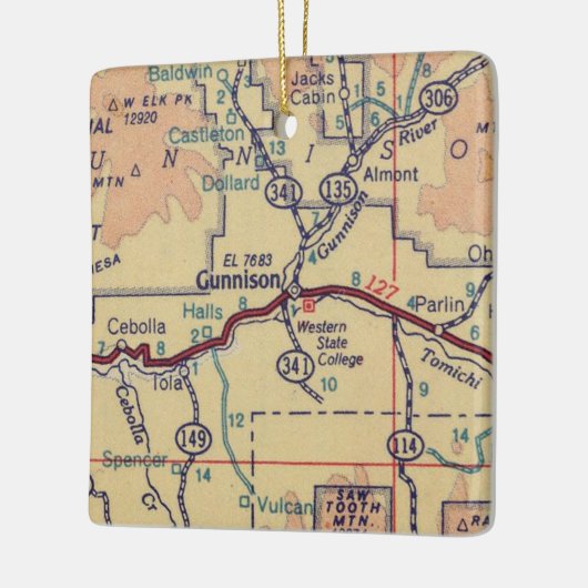 Gunnison  kaart keramisch ornament (Links)
