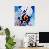 “Guns Ablazing” Westerse kunst van NC Wyeth Poster (Thuiskantoor)