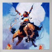 “Guns Ablazing” Westerse kunst van NC Wyeth Poster (Voorkant)