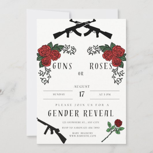 Guns & Roses, Gender Reveal Invite Kaart (Voorkant)