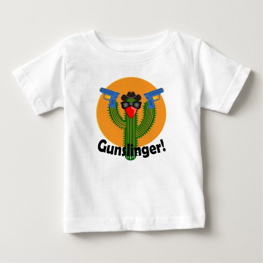 Gunslinger Cactus Design - Baby Fine Jersey T-Shir (Voorkant)