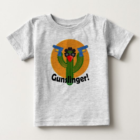 Gunslinger Cactus Design - Baby Fine Jersey T-Shir (Voorkant)