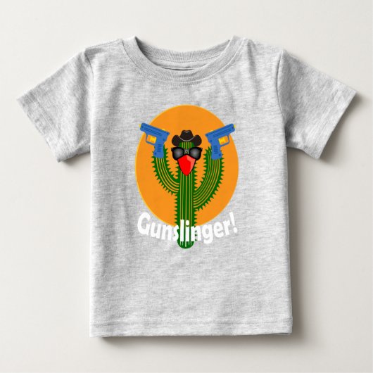 Gunslinger Cactus Design - Baby Fine Jersey T-Shir (Voorkant)