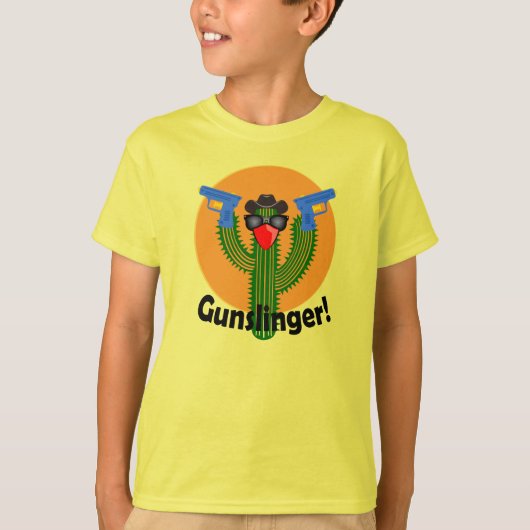 Gunslinger Cactus Design - Kinderen Basic T-Shirt (Voorkant)
