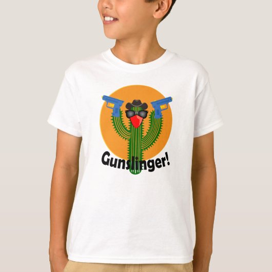 Gunslinger Cactus Design - Kinderen Basic T-Shirt (Voorkant)