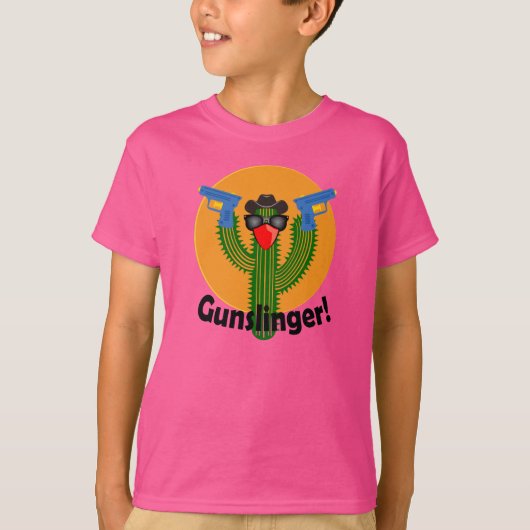 Gunslinger Cactus Design - Kinderen Basic T-Shirt (Voorkant)