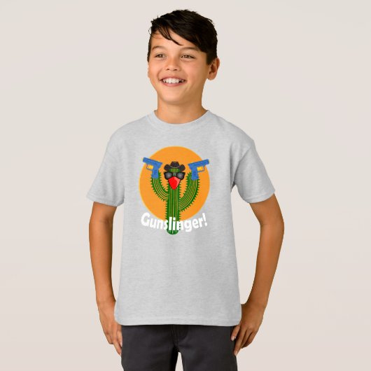 Gunslinger Cactus Design - Kinderen Basic T-Shirt (Voorkant volledig)