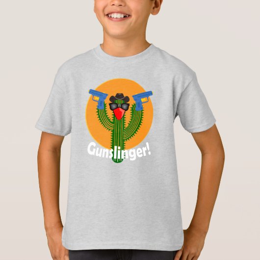 Gunslinger Cactus Design - Kinderen Basic T-Shirt (Voorkant)