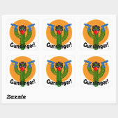 Gunslinger Cactus Design - Square Stickers, glanze Vierkante Sticker (Vel)