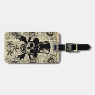 Gunslinger, Happy Skull, Pistolen, Rozen, Gift, Ti Bagagelabel