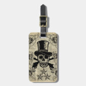 Gunslinger, Happy Skull, Pistolen, Rozen, Gift, Ti Bagagelabel (Voorkant verticaal)