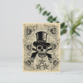 Gunslinger, Happy Skull, Pistolen, Rozen, Gift, Ti Briefkaart (Staand voorkant)