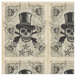 Gunslinger, Happy Skull, Pistolen, Rozen, Gift, Ti Stof