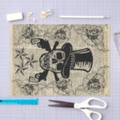 Gunslinger, Happy Skull, Pistolen, Rozen, Gift, Ti Tissuepapier (Craft)