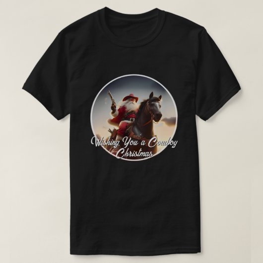 Gunslinger Sinterklaas Paardrijden Kerstmis T-shirt (Design voorkant)