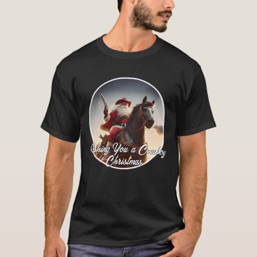 Gunslinger Sinterklaas Paardrijden Kerstmis T-shirt (Voorkant)