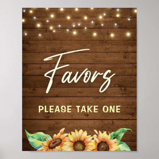 Gunst Favor Neem Eén Rustieke Zonnebloem Herfstfee Poster (Voorkant)