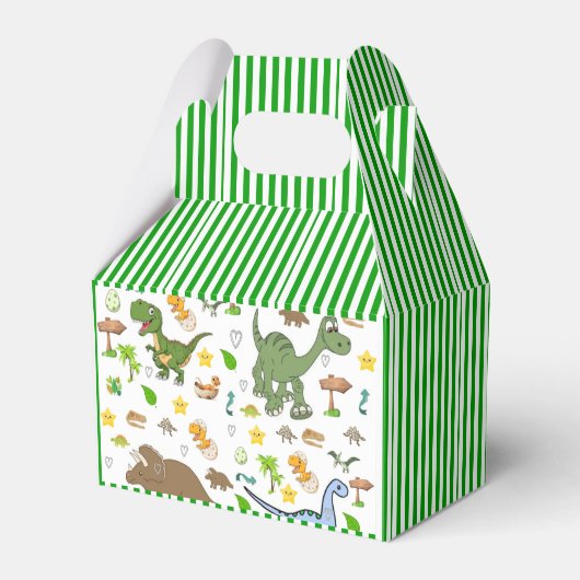 Gunst Geschenkdoos Dinosaurus Groen Streep Bedankdoosjes (Voorkant Zijde)