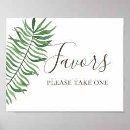 Gunsten. Waterverf tropische groene palm bruiloft Poster