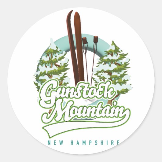 Gunstock Mountain New Hampshire poster Ronde Sticker (Voorkant)