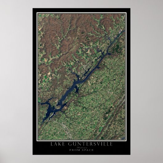 Guntersville Lake Alabama van de Ruimtesatellietka Poster (Voorkant)