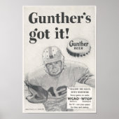 Gunther's Beer Ad 1954 Poster (Voorkant)