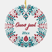 Guoð juol Elfdalian Övdalian Kerstgroet Keramisch Ornament (Achterkant)